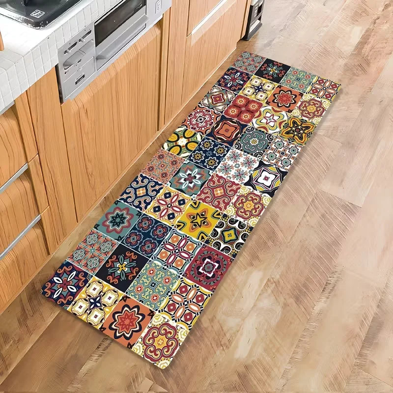 tapis sol multicolore moderne patchwork floral géométrique antidérapant extérieur intérieur salon entrée