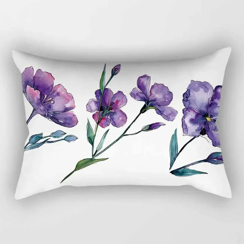 coussin rectangulaire décoratif fleurs tropicales motif naturel chambre coucher lit voyage 30x50cm
