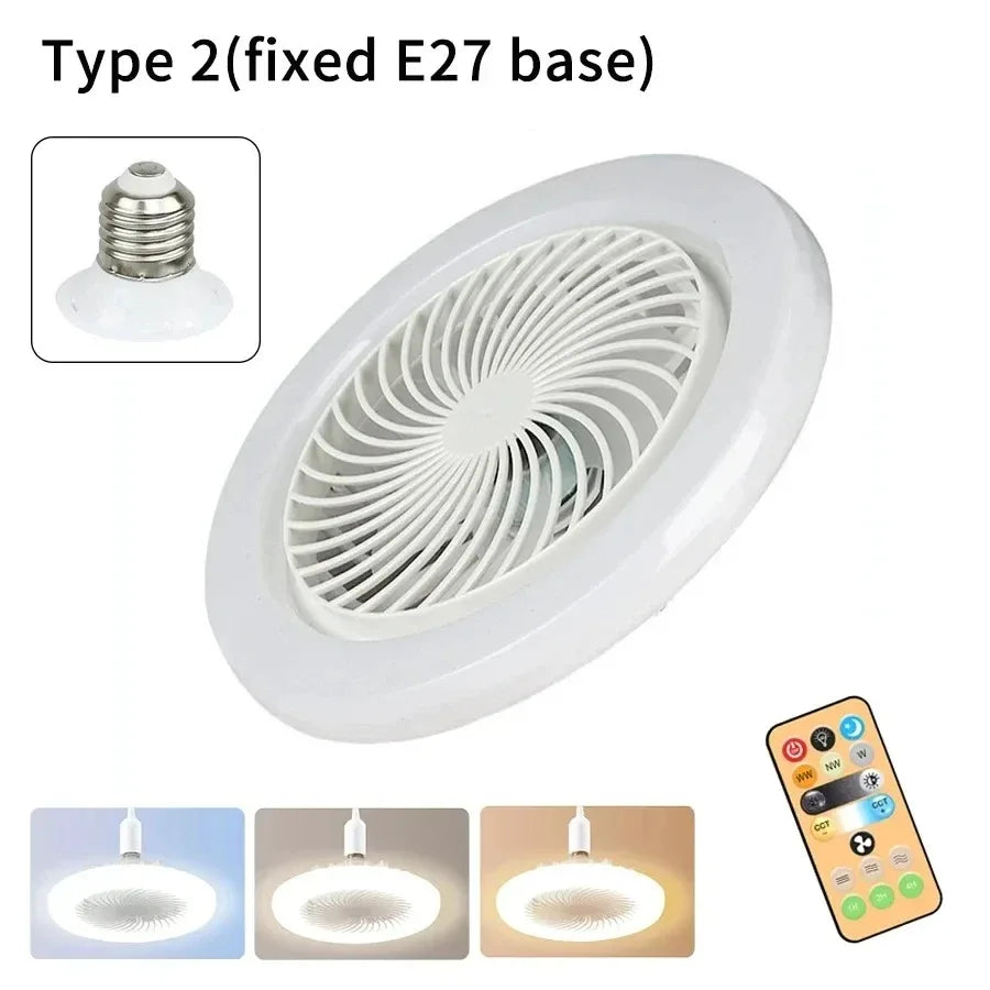 ventilateur moderne lumière led blanc grille télécommande flux lumineux éclairage autonome