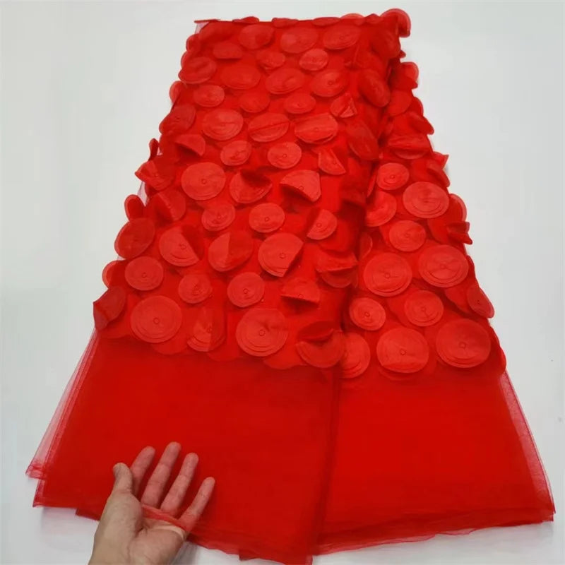 tissu polyester dentelle bleu royal rose vif élégant texturé circles relief occasion partie