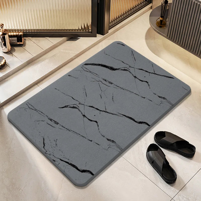 tapis marbre moderne blanc gris bleu antidérapant résistant saloon bain porte machine lavable