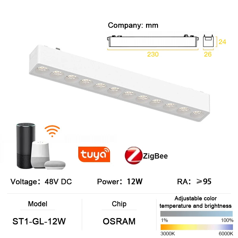 luminaire led rail magnétique blanc moderne système éclairage intérieur mince aluminium fixation aimant maison