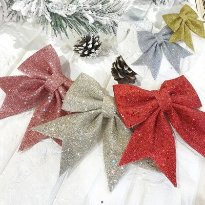 Grand nœud de sapin de Noël en tissu non tissé couleur saphir profond