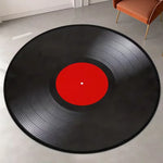 tapis rond moderne vinyle noir rouge motif floral papillon anti dérapantintérieurextérieur