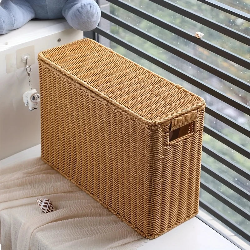 panier rangement osier tressé taille grande bohème scandinave marron clair multifonctionnel couvercle