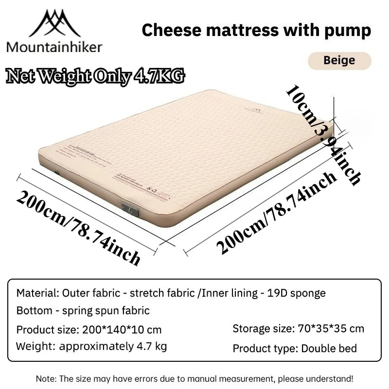 matelas gonflable double coussins gonflables pompe électrique noir vert beige cellules hexagonales camping randonnée