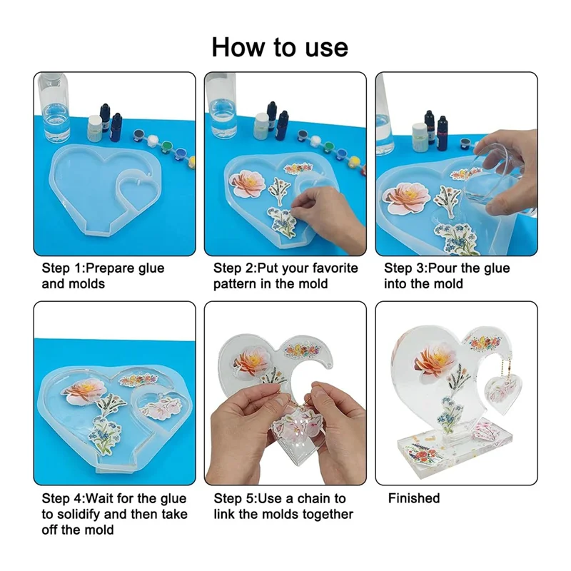 Moule silicone cœur pour résine époxy DIY