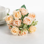 décoration extérieure moderne bouquet roses artificielles soie blanc rouge anniversaire mariage