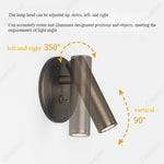 lampe murale moderne bronze lisse éclairage chambre étude interrupteur rotatif led 249lm 90260v