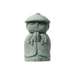 statuette bouddhiste vert clair granitée minimaliste sculptural durable extérieure intérieure ornement jardin porte bonheur