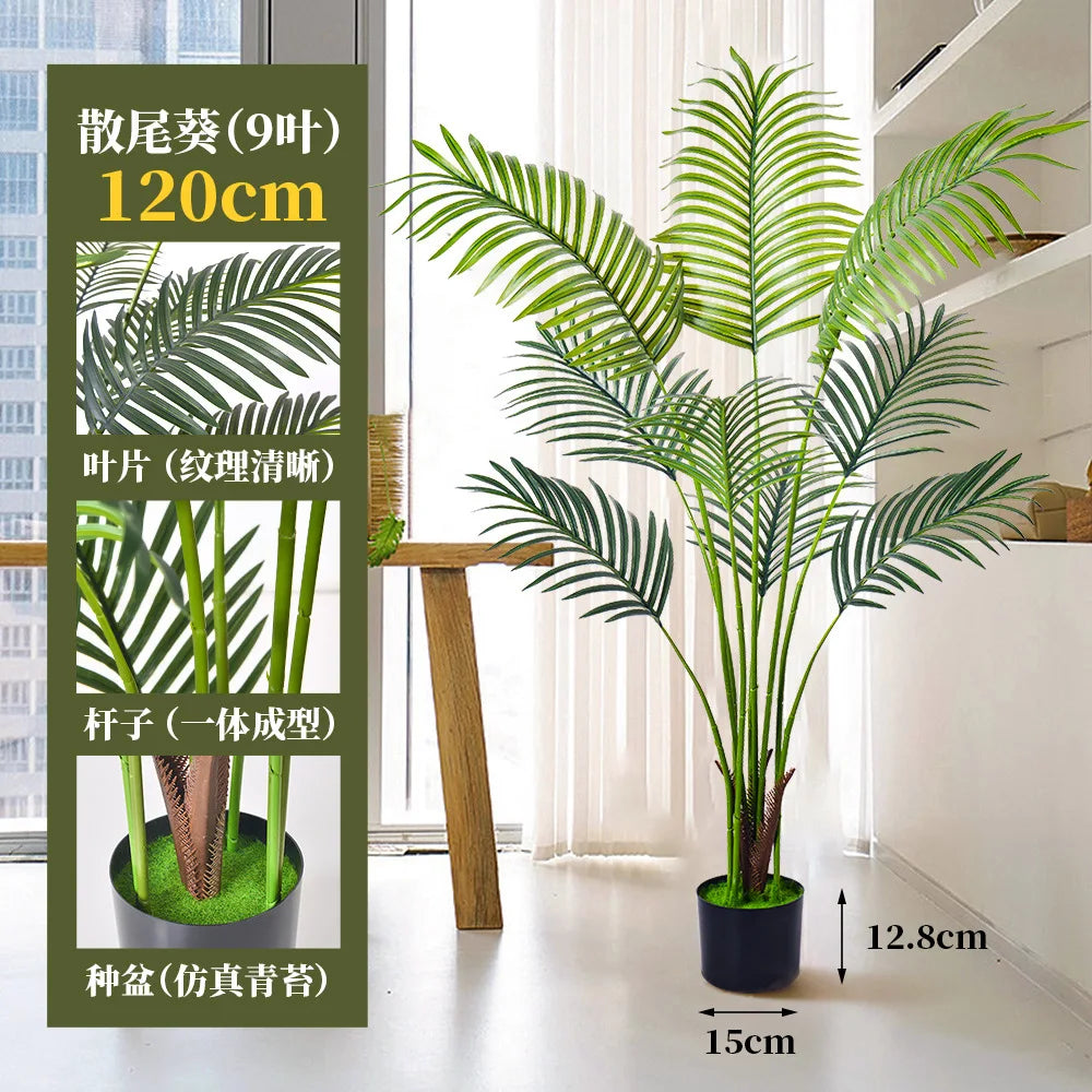 plantes artificielles feuilles palmier vertes modernes décoration extérieure pot grande taille