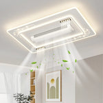 lampe led moderne télécommande ventilateur blanc grille leds chambre salon lumière blanche