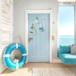 décoration murale art marin voiles bateau peinture vague bleu blanc bois farmhouse chambre salonétévacancesintérieur