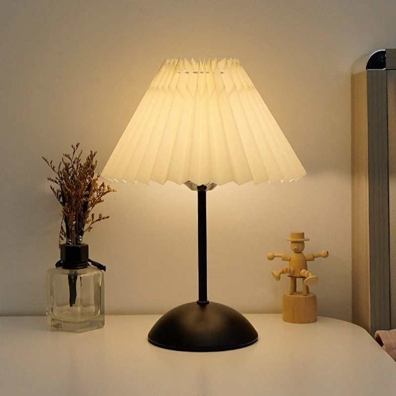 lampe semi circulaire plissée moderne blanc noir ambiance douce(toucher interrupteur)