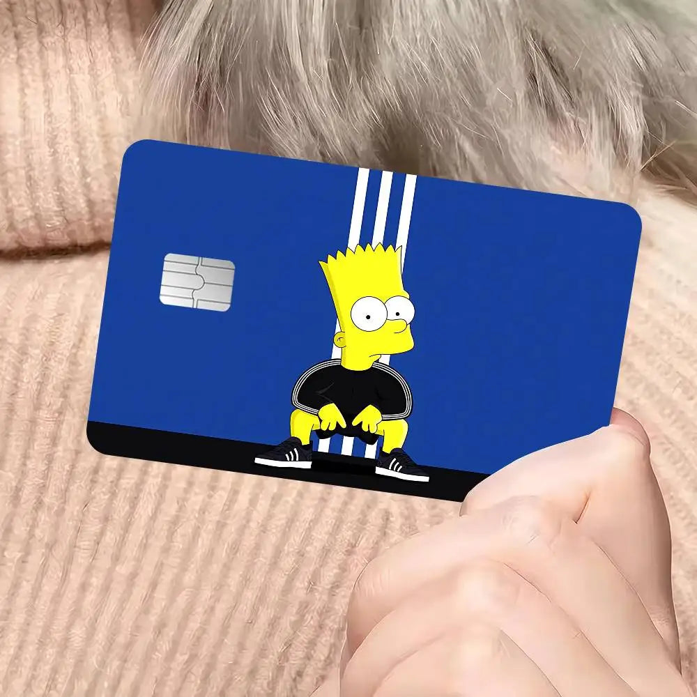 autocollants dessins animés simpsons fortnite cartes bancaires réutilisables imperméables pop art multicolores adultes femmes