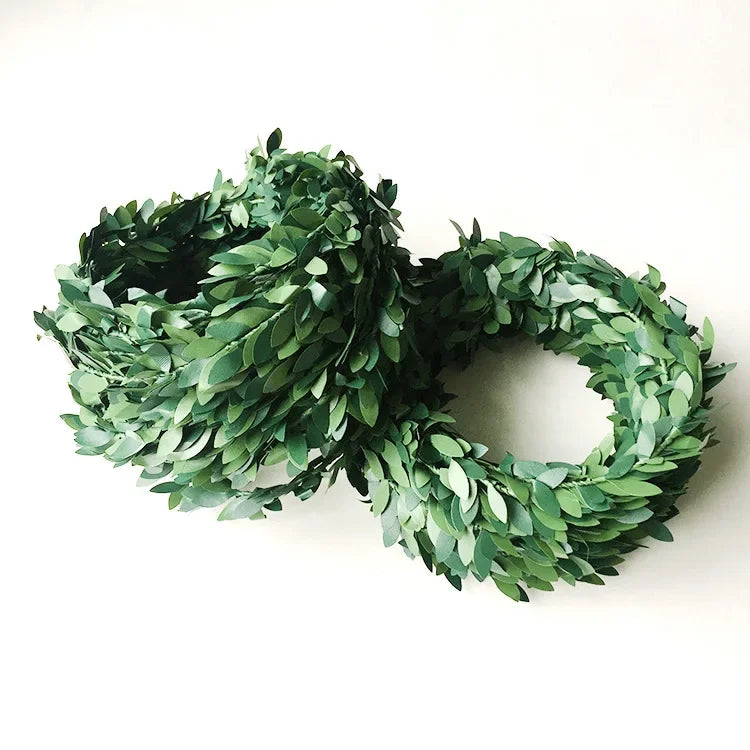 guirlande décorative feuilles vertes naturelles bricolage mariage décoration intérieure festive artisanale soie