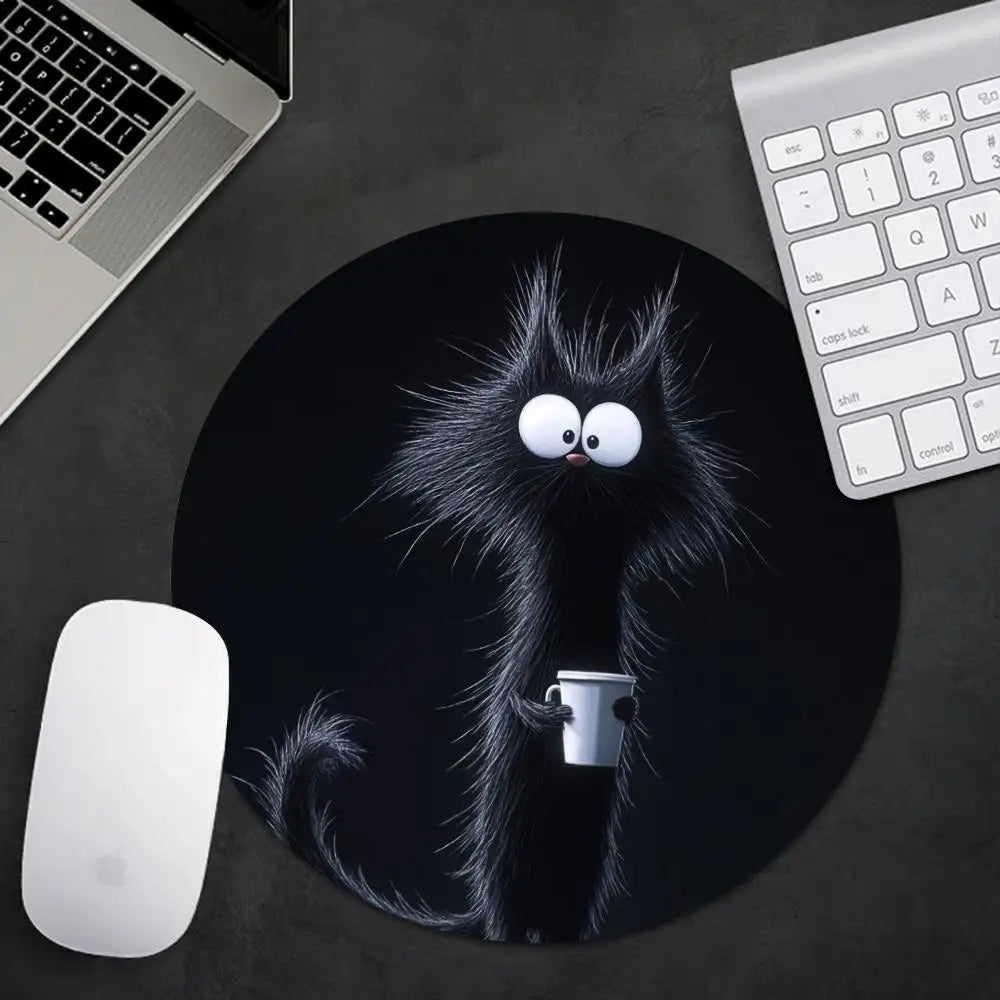 tapis souris chat noir tasse dessin animé 22cm 22cm antidérapant caoutchouc durable