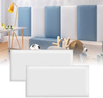 panneaux tête lit cuir blanc gris moderne quadrillé adhésif protection décorative chambre jeu