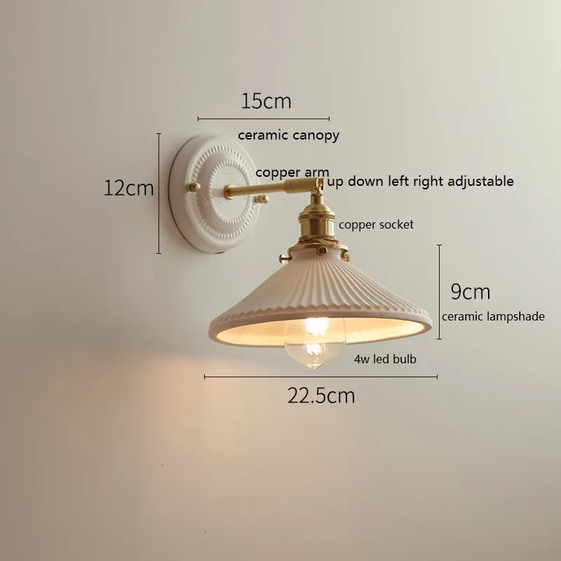 lampe murale classique blanc doré céramique métal ampoule led 220v vintage contemporaine