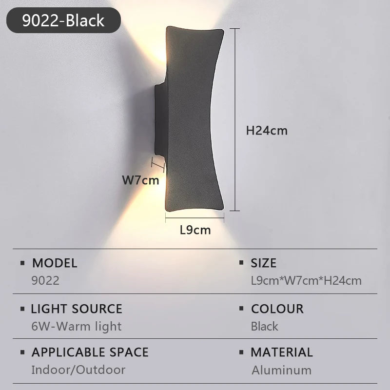 Lampe murale LED moderne minimaliste aluminium noir blanche extérieure IP65 étanche