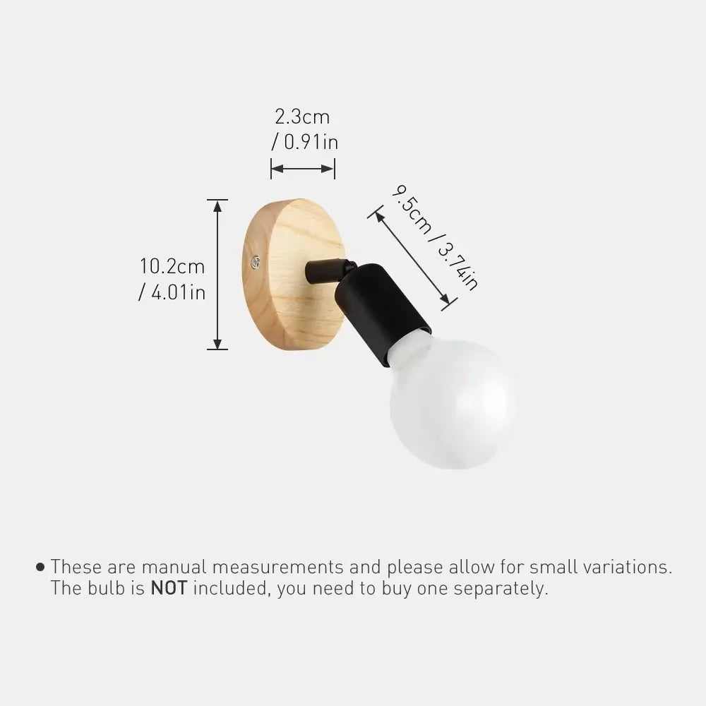 lampe murale moderne bois blanc noir minimaliste fixations vis chambre salon étude entree