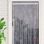 rideau franges transparent deco noel arbres étoiles festif classique polyester blanc