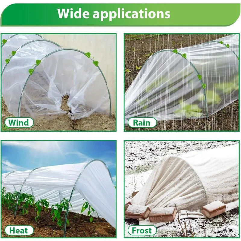 structures tunnel jardin mini serres arcs vert revêtement transparent clips fixation légumes protection cultures