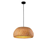 suspension lumineuse tissage bambou naturel moderne rustique 26cm opacité câble noir
