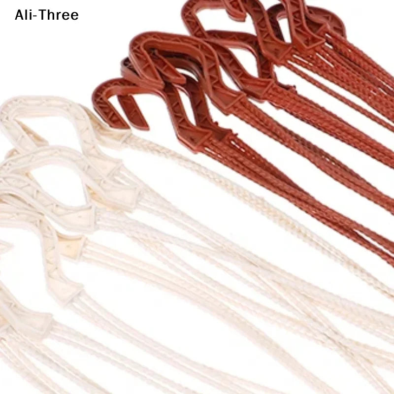 supports plantes suspendues tressés blanc crème marron rustique crochet corde tordueextérieur jardin fleurs pots