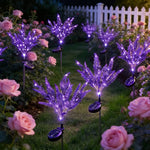 décoration jardin plante artificielle lumineuse violet feuilles fines moderne LED solaireextérieur balcon fête mères