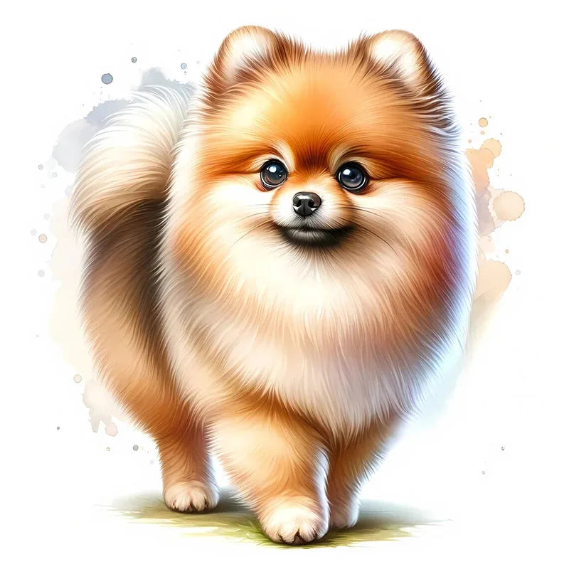 autocollant mural chien poméranien mignon illustration réaliste décor salon cuisine pvc adhésif amovible