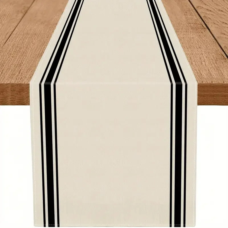 chinois simple motif table rustique blanc noir rayures vertical festive noel polyester résistant