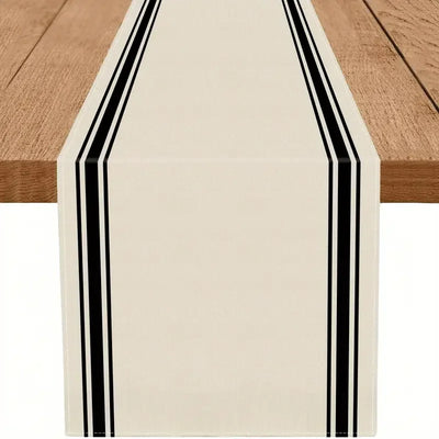 chinois simple motif table rustique blanc noir rayures vertical festive noel polyester résistant