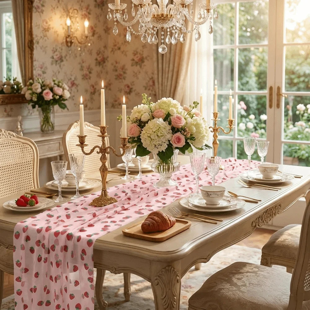 table table rose fraises moderne translucent mariage restaurant decoration intérieure