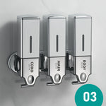 distributeur savon liquide argenté moderne fixations yeillets salle bain chambre