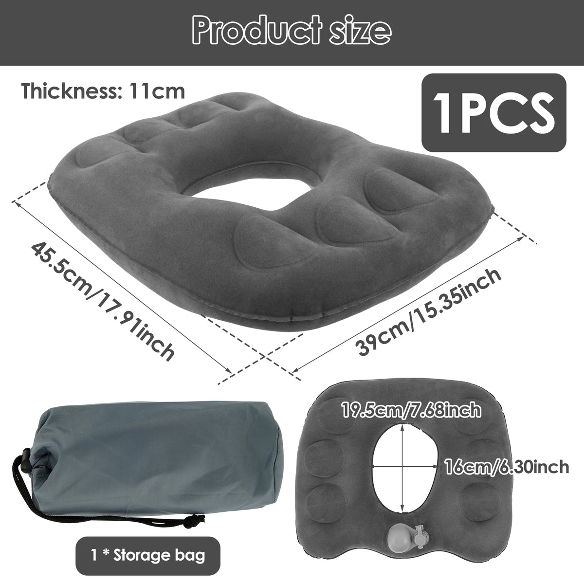 coussin gonflable forme beignet anti décubitus massage eau pvc beige clair doublure confortable ergonomique