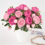 bouquets fleurs artificielles pivoines soie rose clair blanc violet rouge orange romantique extérieur mariage