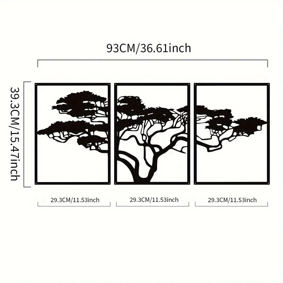 décoration murale sculpture moderne arbre silhouette métal noir branches détaillées