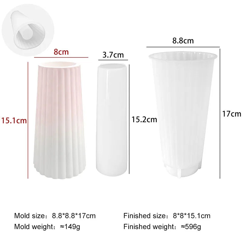 moule silicone vase artisanal décoration intérieure fleurs séchées plâtre motifs circulaires modernes minimalistes