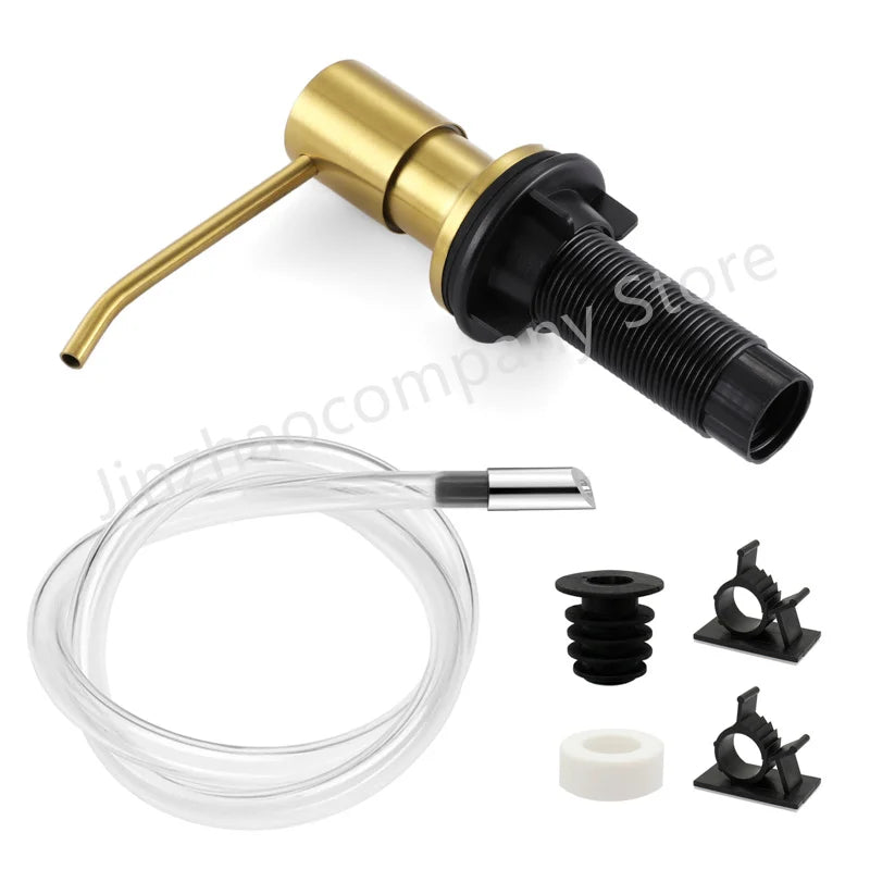 distributeur savon liquide moderne or noir acier inoxydable rotatif facile kit tuyau fixations