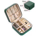 boîte bijoux simili cuir moderne compartiments noir vert rose clair orange fermeture éclair portable