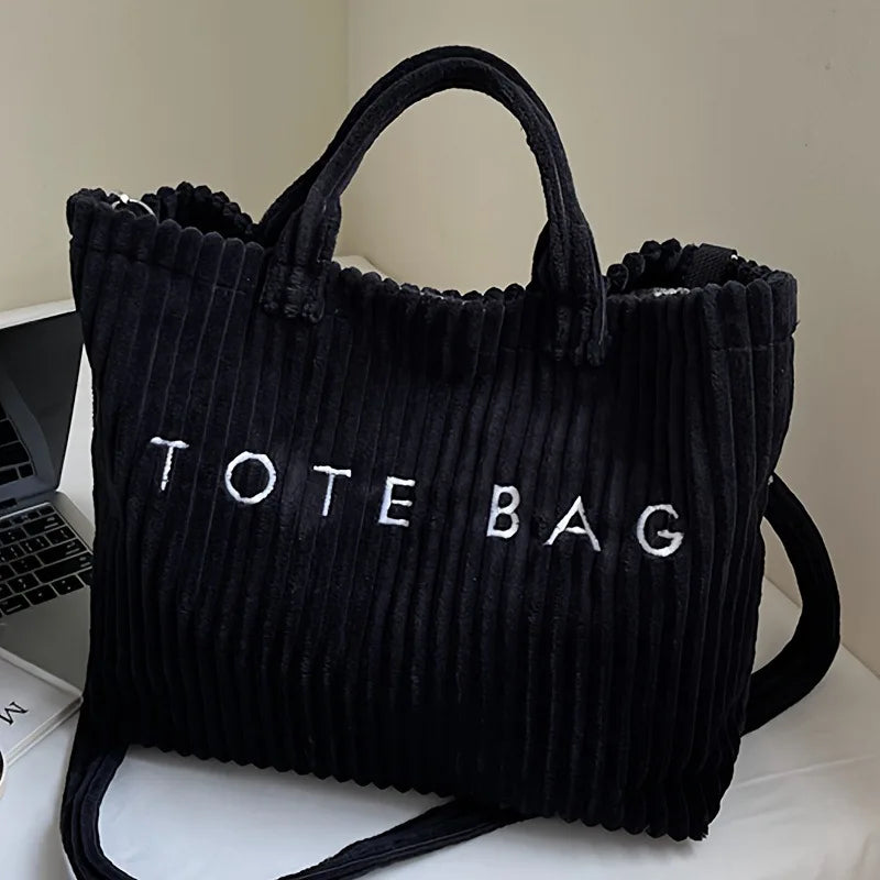 sac fourre tout toile décontracté lettre poche zippée beige casual