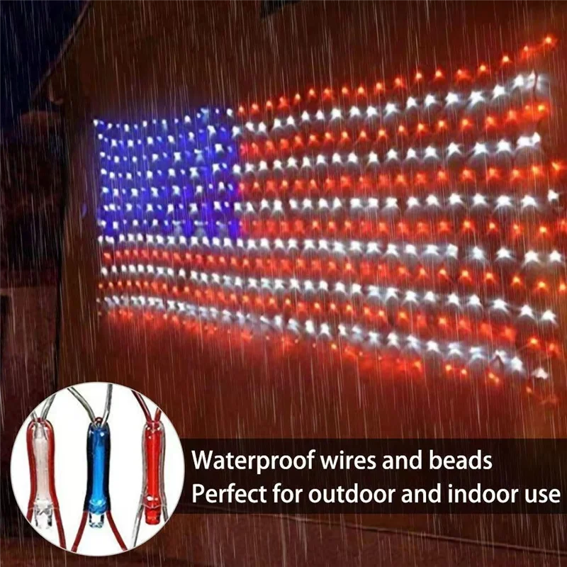 guirlande lumineuse rouge bleu blanc étoiles rayures clips décoration maison patriotique filaments transparents led