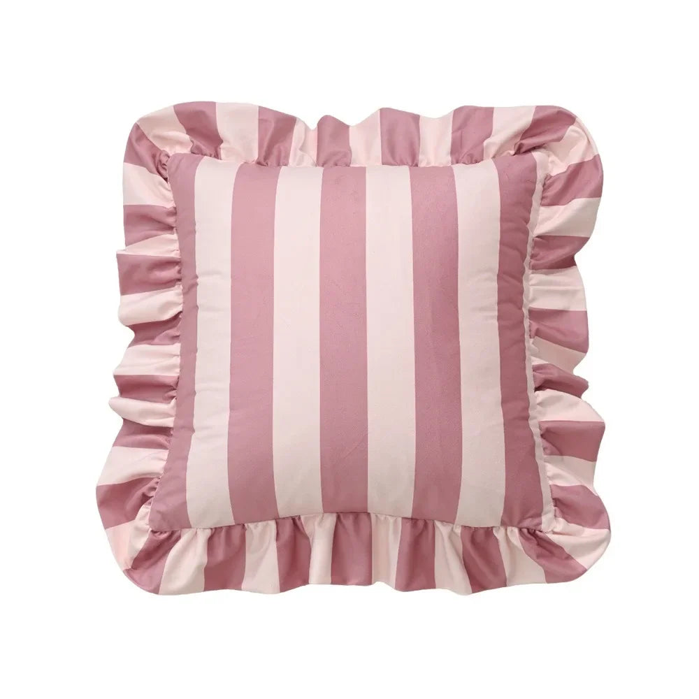 taie d'oreiller rayée vert rose polyester moderne adhésif lit chambre salon decoration 45cm 45cm
