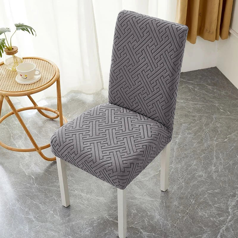 housse chaise moderne motif géométrique beige clair spandex polyester adhésif universal chair