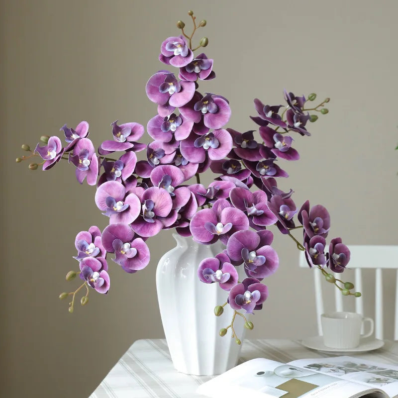 décoration intérieure bouquet orchidées soie violet rose blanc jaune moderne 78cm