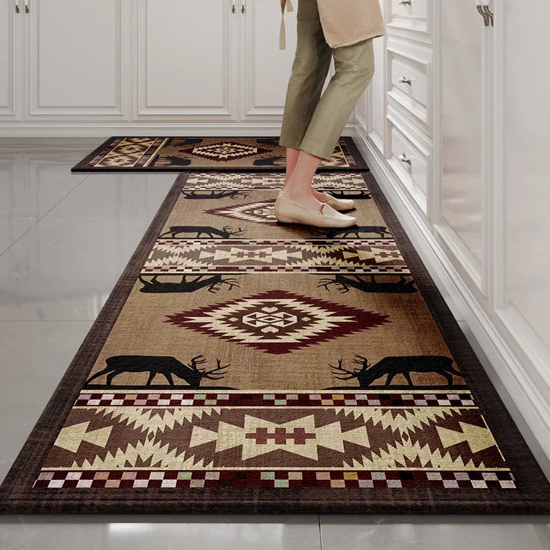 tapis cuisine moderne gris noir blanc rayures horizontales antidérapant lavable sol maison