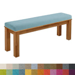 coussins personnalisables tissu coton lin simple vert banc bois naturel fixés