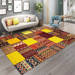 tapis boho ethnique géométrique moderne polypropylène polyester patchwork rouge marron noir beige bleuextérieur chambre