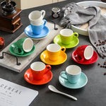 tasses céramique porcelaine poignée cuillères moderne rouge vert bleu jaune blanc